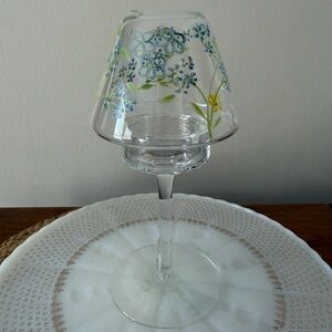 Floral Glass Candle Holder Fairy Lamp